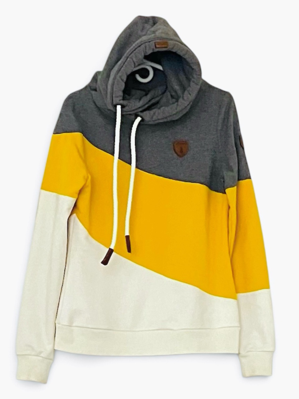 Wanakome Colorblock Cowl Sweater in Gray, Yellow & Cream